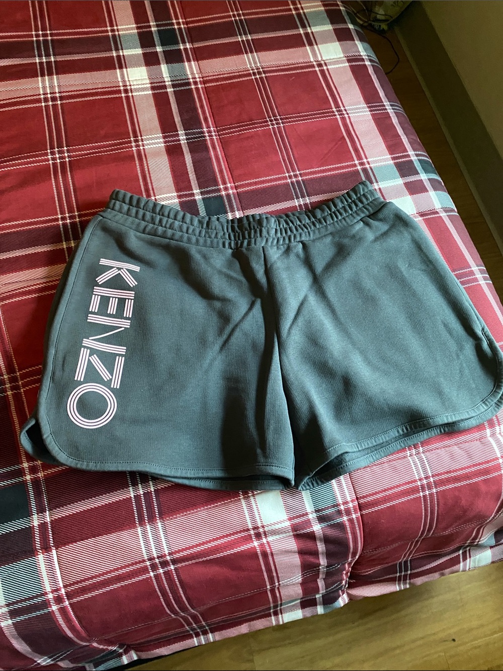 Kenzo Dark Gray Athletic Shorts with Pale Pink Logo
